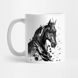 Paint-Washed Silhouette of a Racehorse With a Splattered Background Digitally Enhanced Mug